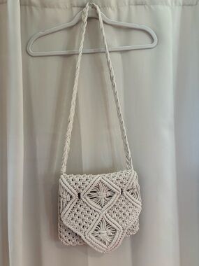 Tommy Bahama Cream Macramé Crossbody Bag